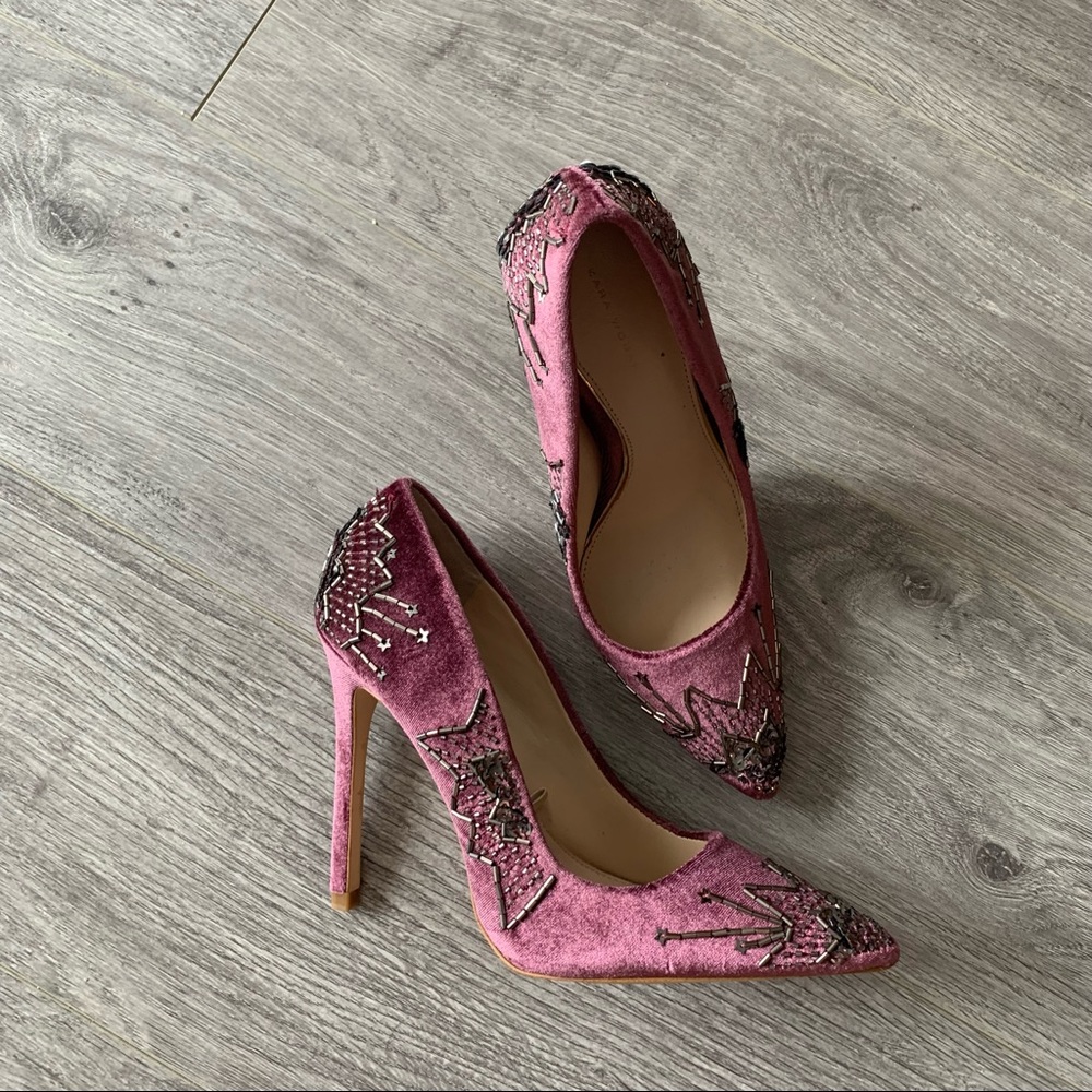 Zara velvet and sequin heels